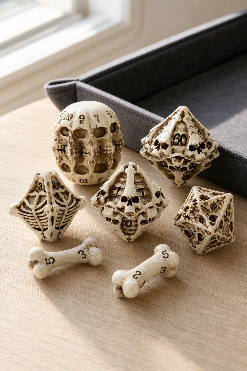 Bonebound Relic – 7-Piece Polyhedral RPG Dice Set