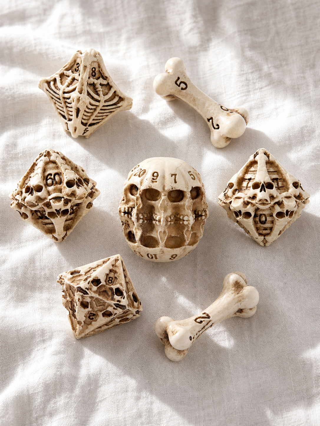 Bonebound Relic – 7-Piece Polyhedral RPG Dice Set