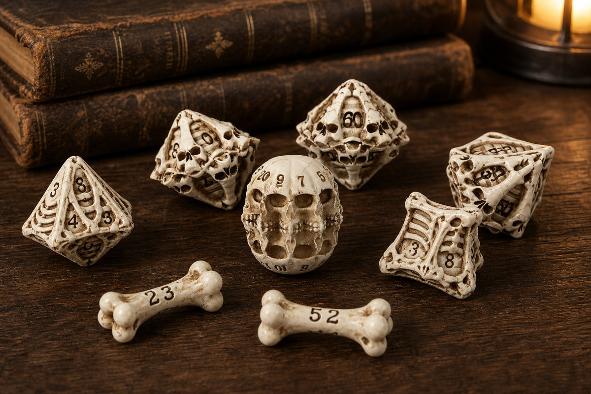 Bonebound Relic – 7-Piece Polyhedral RPG Dice Set