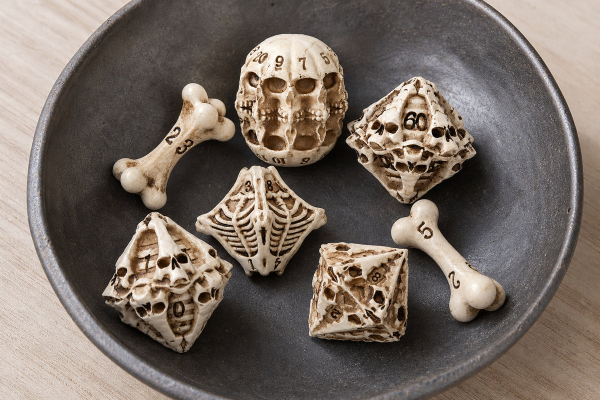 Bonebound Relic – 7-Piece Polyhedral RPG Dice Set